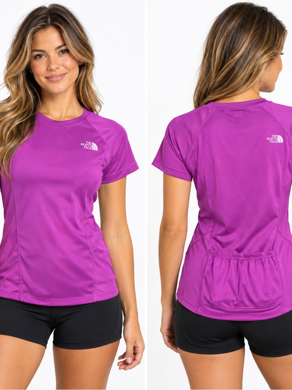 The North Face Womenâs M Purple Cycling Jersey Bike Shirt Rear Pockets